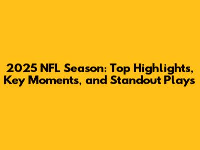 2025 NFL Season: Top Highlights, Key Moments, and Standout Plays