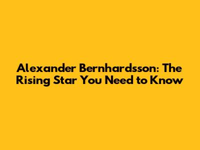 Alexander Bernhardsson: The Rising Star You Need to Know