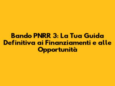 Bando PNRR 3: La Tua Guida Definitiva ai Finanziamenti e alle Opportunità