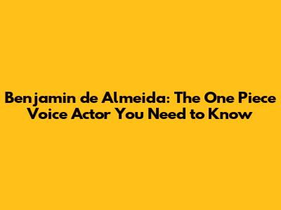 Benjamin de Almeida: The One Piece Voice Actor You Need to Know