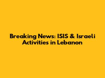 Breaking News: ISIS & Israeli Activities in Lebanon