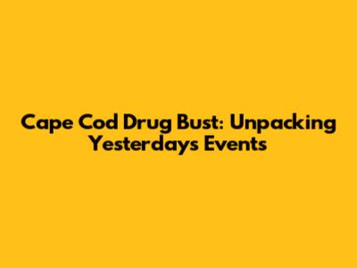 Cape Cod Drug Bust: Unpacking Yesterday's Events