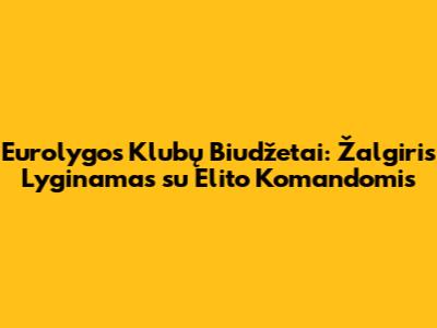 Eurolygos Klubų Biudžetai: "Žalgiris" Lyginamas su Elito Komandomis