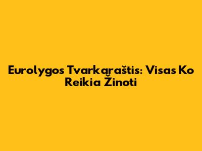 Eurolygos Tvarkaraštis: Visas Ko Reikia Žinoti