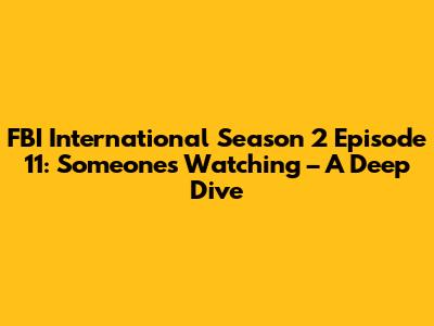 FBI International Season 2 Episode 11: 'Someone's Watching' – A Deep Dive