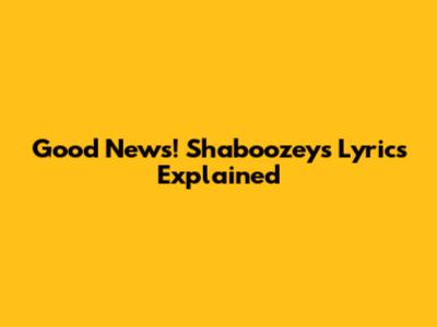 Good News! Shaboozey's Lyrics Explained