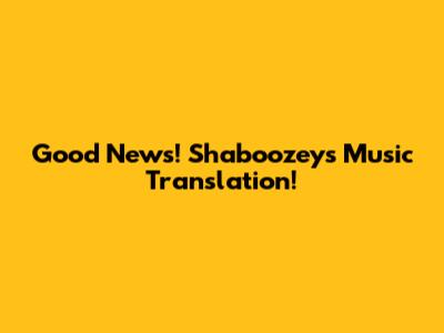 Good News! Shaboozey's Music Translation!