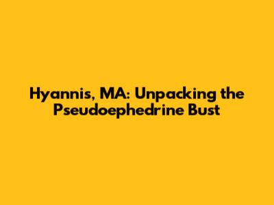 Hyannis, MA: Unpacking the Pseudoephedrine Bust