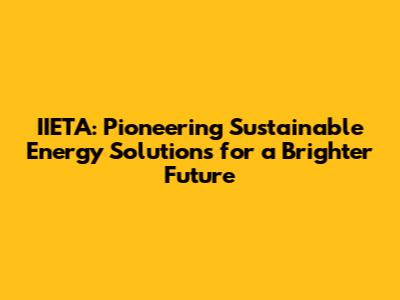IIETA: Pioneering Sustainable Energy Solutions for a Brighter Future