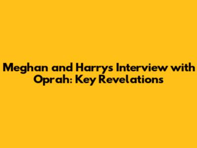 Meghan and Harry's Interview with Oprah: Key Revelations