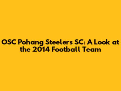 OSC Pohang Steelers SC: A Look at the 2014 Football Team