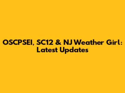 OSCPSEI, SC12 & NJ Weather Girl: Latest Updates