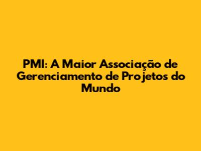 PMI: A Maior Associação de Gerenciamento de Projetos do Mundo