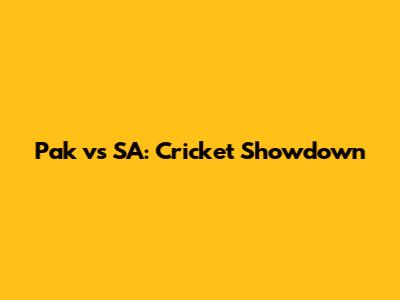 Pak vs SA: Cricket Showdown