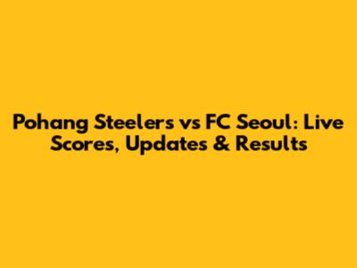 Pohang Steelers vs FC Seoul: Live Scores, Updates & Results