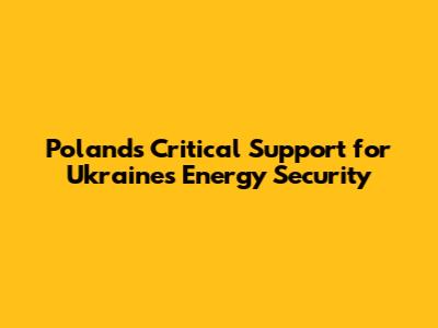 Poland's Critical Support for Ukraine's Energy Security