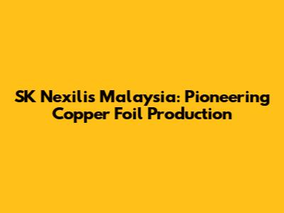 SK Nexilis Malaysia: Pioneering Copper Foil Production