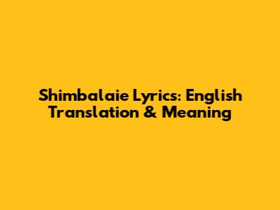 Shimbalaie Lyrics: English Translation & Meaning