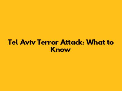 Tel Aviv Terror Attack: What to Know