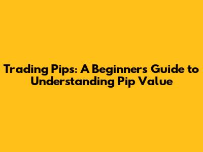 Trading Pips: A Beginner's Guide to Understanding Pip Value