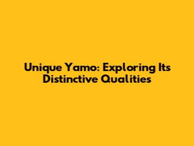 Unique Yamo: Exploring Its Distinctive Qualities