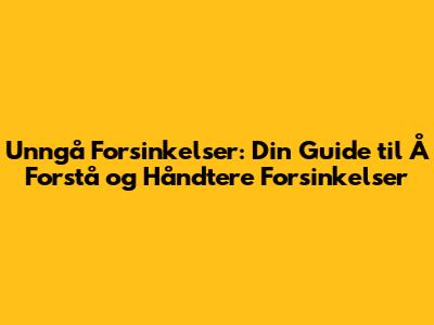 Unngå Forsinkelser: Din Guide til Å Forstå og Håndtere Forsinkelser