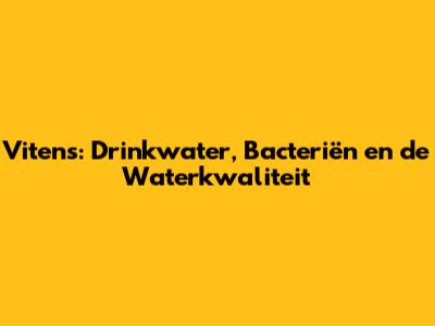 Vitens: Drinkwater, Bacteriën en de Waterkwaliteit