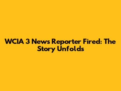 WCIA 3 News Reporter Fired: The Story Unfolds