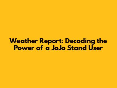 Weather Report: Decoding the Power of a JoJo Stand User