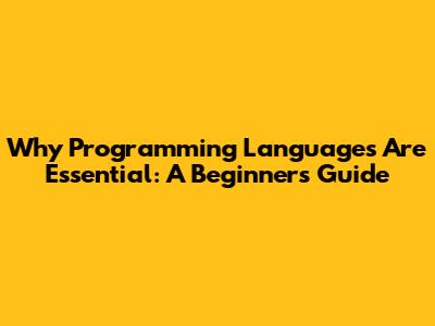 Why Programming Languages Are Essential: A Beginner's Guide
